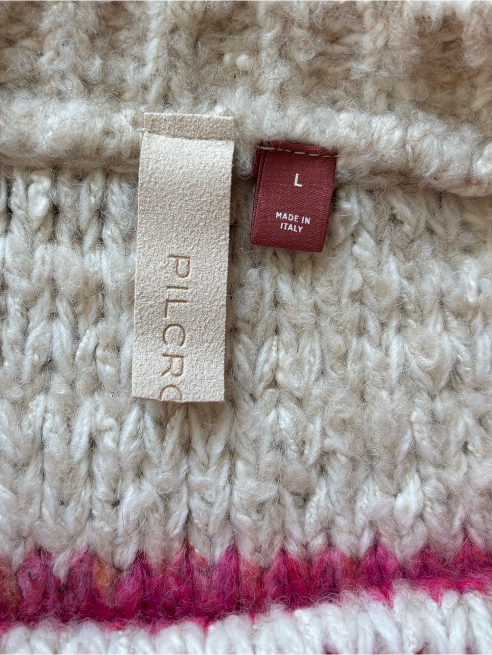 Pilcro Anthropologie Wool Blend Thick Knit Sweater Size Large Cozy Made In Italy - Picture 2 of 6